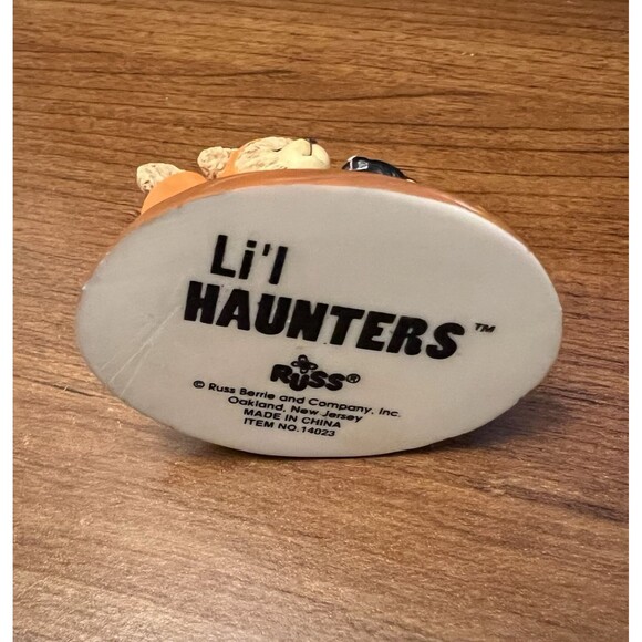 Vintage Russ Lil Haunters Teddy Bear Pumpkin Black Cat Halloween Figurine 2.75" - Picture 6 of 7